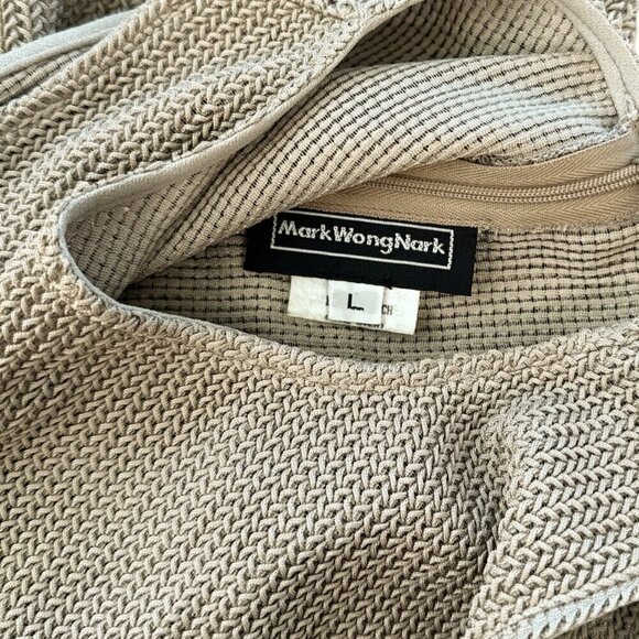 Mark Wong Nark Beige Taupe Textured Woven Knit Sleeveless Summer Tank Top L - Picture 4 of 4